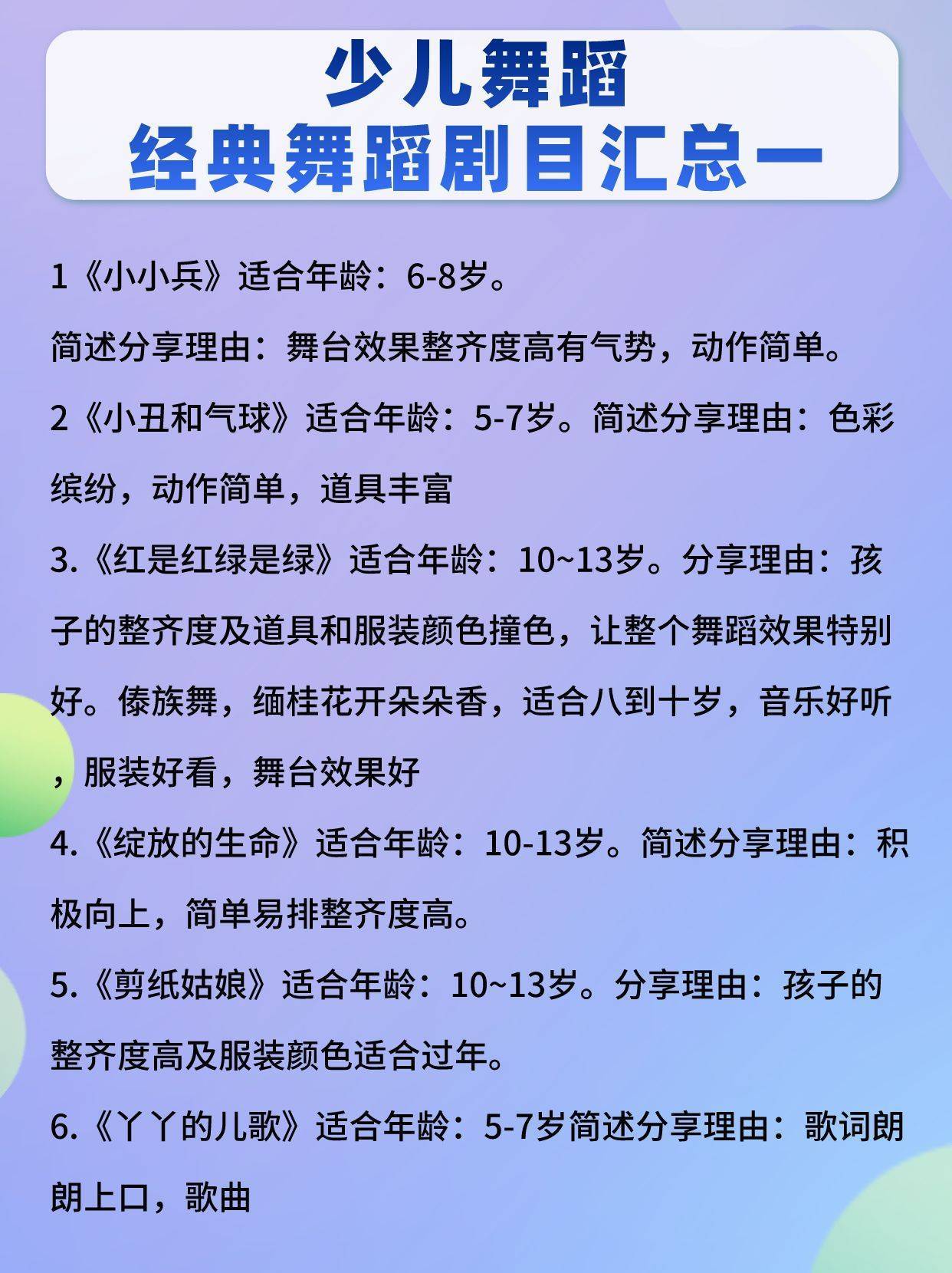 少儿舞蹈丨经典舞蹈剧目汇总